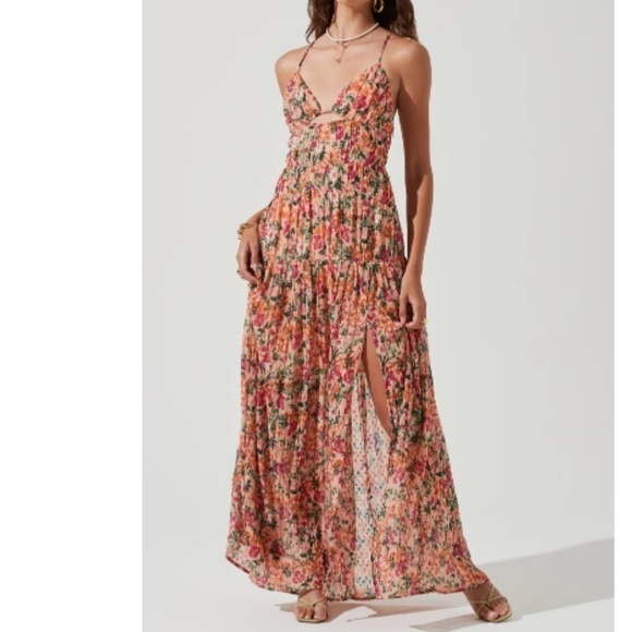 ANTHROPOLOGIE Floral Romantic Elegant Sexy Flowy Prom Wedding Maxi Dress - Picture 2 of 7